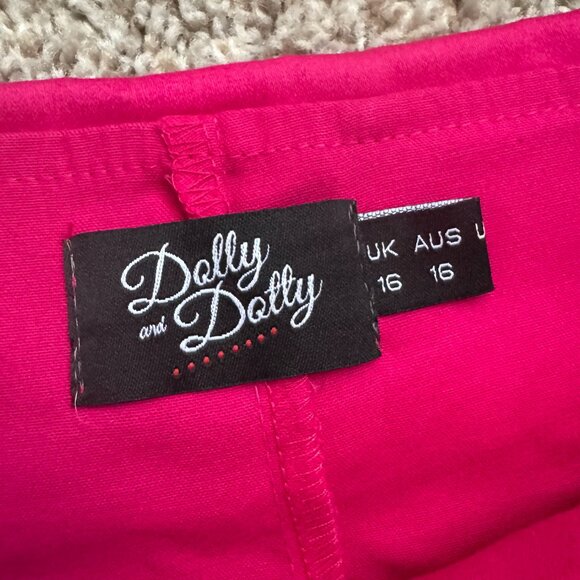 Dolly & Dotty Darlene Retro 50s Swing Dress Hot Pink Black vintage retro 12 - Picture 10 of 12